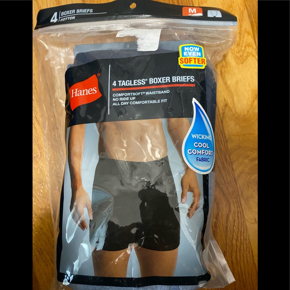 Wicking Cool Comfort Hanes Boxer Briefs M 4 pairs in bag